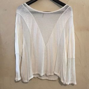Emma and Sam Mesh White Long Sleeve Top